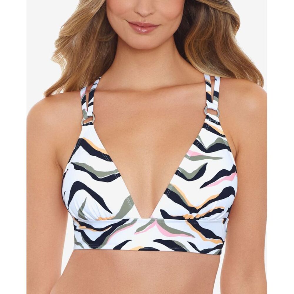 Salt + Cove Juniors' Seeing Stripes Cross-Back Bikini Top, Available in D/DD